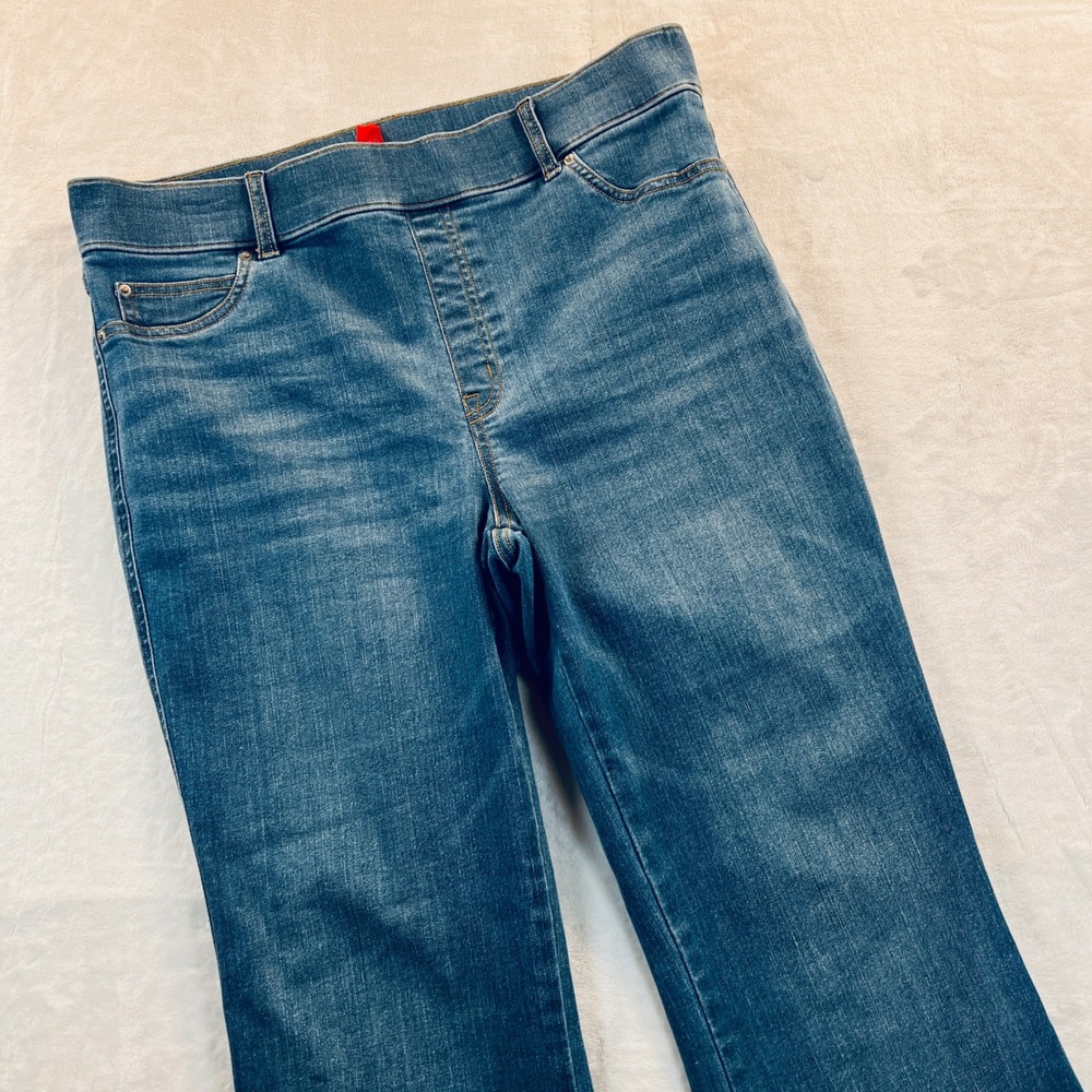 Spanx Womens Flare Jeans Medium Wash Pull On High Rise Stretch XL 20456R